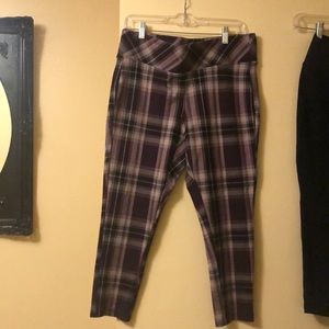 Petite professional or casual plaid plum trouser